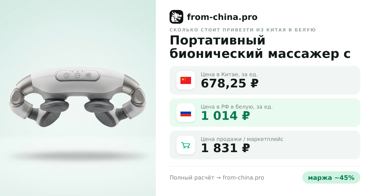 Сколько стоит привезти Портативный бионический массажер с подогревом из Китая в белую